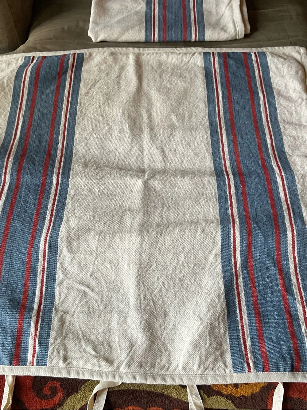 2 x Lauren Ralph Lauren KELSEY STRIPE Linen Cotton Euro Shams